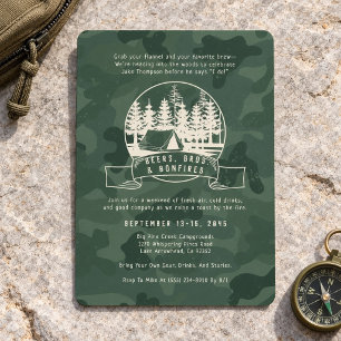 Camping Bachelor Party Camouflage Outdoor Theme Invitation
