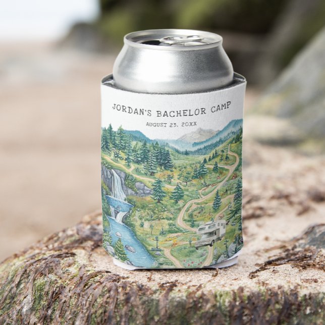 Camping Bachelor Weekend Personalised Can Cooler (Creator Uploaded)