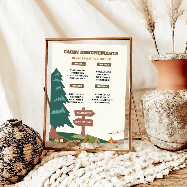 Camping Bachelorette Party Cabin Assignement SIgn (Creator Uploaded)