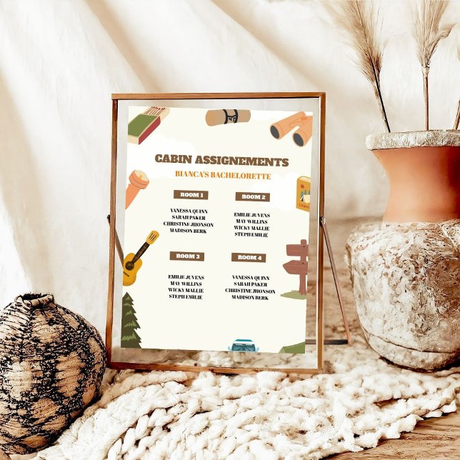 Camping Bachelorette Party Cabin Assignement SIgn (Creator Uploaded)