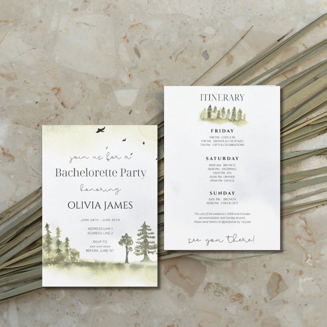 Camping bachelorette weekend itinerary  invitation (Creator Uploaded)