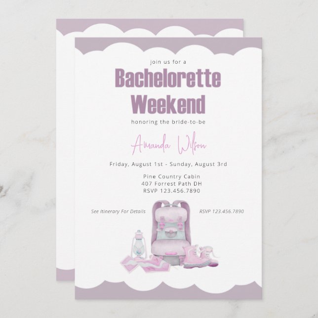 Camping Backpack Bachelorette Party Invitation (Front/Back)