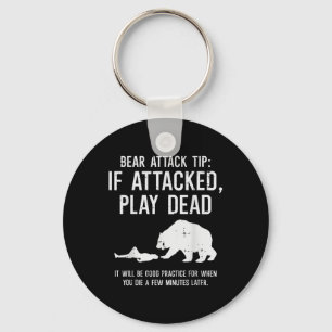 Camping Bear Attack Tip Funny Hiking Camper Men Wo Key Ring