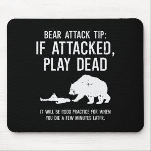 Camping Bear Attack Tip Funny Hiking Camper Men Wo Mouse Pad