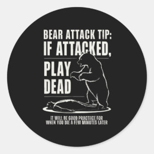 Camping Bear Attack Tip Play Dead Classic Round Sticker