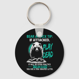Camping Bear Attack Tip Play Dead Hiking Camper Pr Key Ring