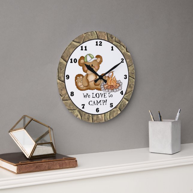 Camping Bear Camper Clock 3 (Office)