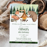 Camping Bear Fox S'more Fun With Friends Birthday  Invitation<br><div class="desc">Personalise this awesome birthday party invitation with your own wording easily and quickly. Simply click the Edit Using Design Tools button to further edit the text, wording, font style, font size, font colour and add more or delete text. Featuring watercolor illustrations of a bear and a fox roasting marshmallows at...</div>