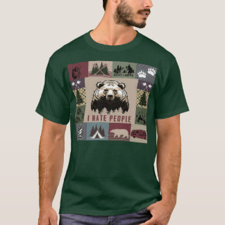 Camping Bear I Hate People T-Shirt