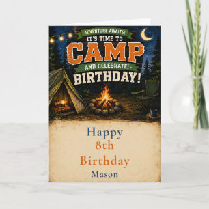 Camping Birthday Party Card