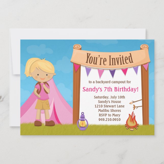 Camping Birthday Party Invitation (Front)