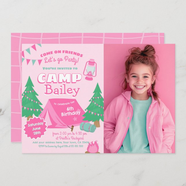 Camping Birthday Party Invitation (Front/Back)