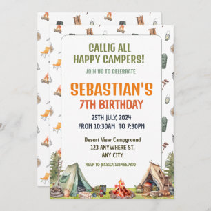 Camping Birthday Party modern kids  Invitation