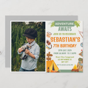 Camping Birthday Party modern kids  Invitation