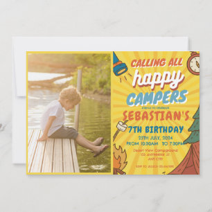 Camping Birthday Party modern kids  Invitation