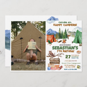 Camping Birthday Party modern kids  Invitation