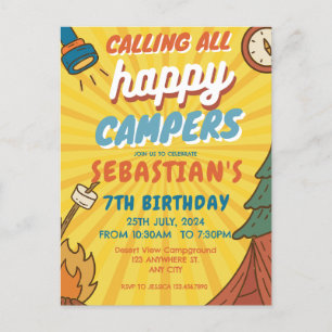 Camping Birthday Party modern kids Postcard