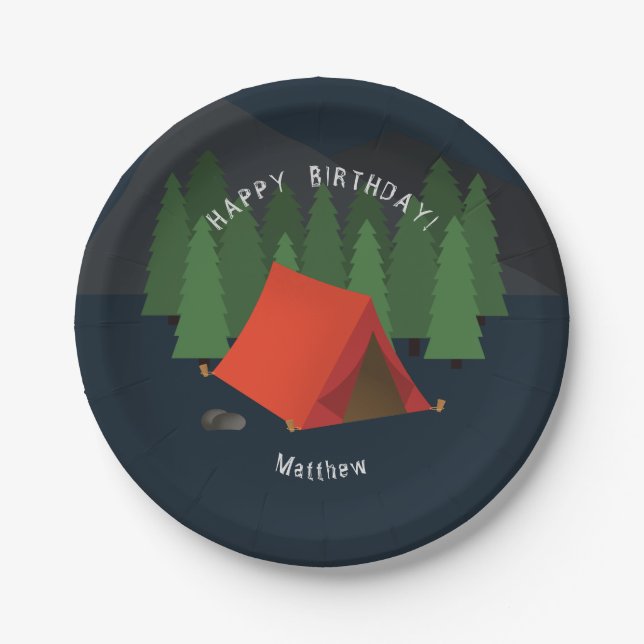 Camping Birthday Party Paper Plate (Front)