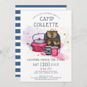 Camping Birthday Party Under The Stars  Invitation