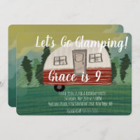Camping  Birthday Party Vintage Camper Art