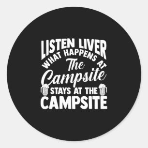 Camping bonfire camp life forest camper classic round sticker