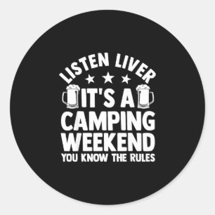 Camping bonfire camp life forest camper  classic round sticker