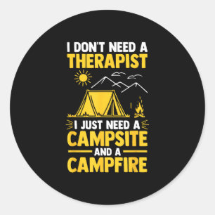 Camping bonfire camp life forest camper classic round sticker