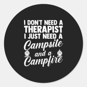 Camping bonfire camp life forest camper classic round sticker