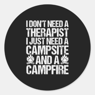 Camping bonfire camp life forest camper classic round sticker
