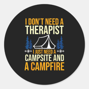 Camping bonfire camp life forest camper classic round sticker