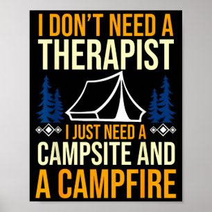 Camping bonfire camp life forest camper poster