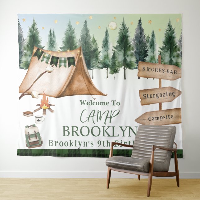 Camping Bonfire Campfire S'mores Outdoor Birthday Tapestry (In Situ (Horizontal))