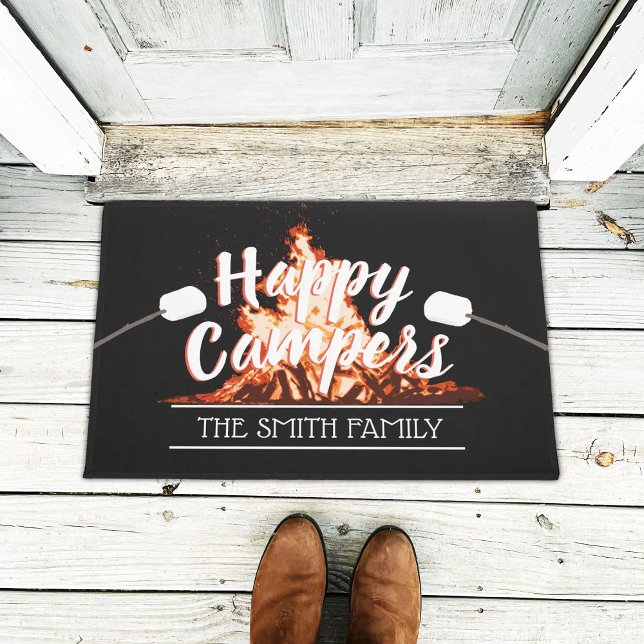 Camping Bonfire Happy Campers Family Name Doormat (Creator Uploaded)