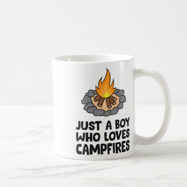 Camping Bonfire Just A Boy Who Loves Campfires  Coffee Mug (Right)