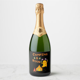 Camping & Boos Ghosts Wine Camping Halloween Sparkling Wine Label