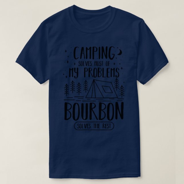 Camping Bourbon Funny 2 T-Shirt (Design Front)