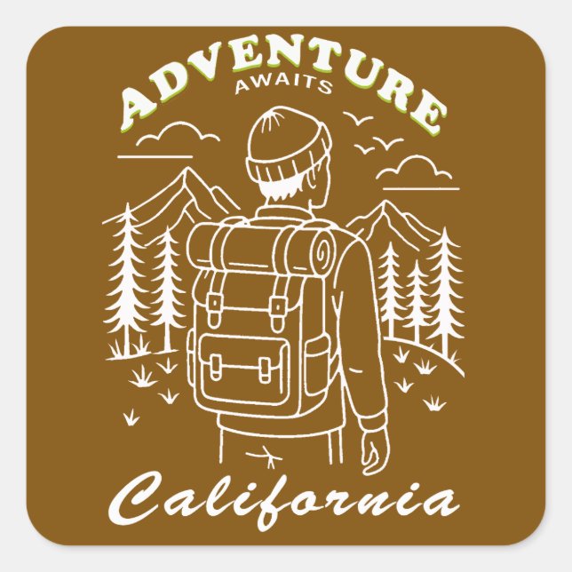 camping - California Square Sticker (Front)