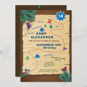 Camping Camp Out Tent Birthday Party Invitation