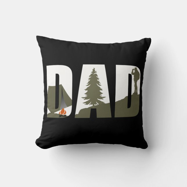 Camping camper and hiking hiker dad cushion (Front)