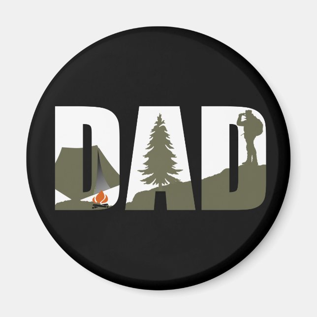 Camping camper and hiking hiker dad magnet (Front)
