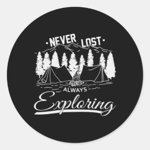 Camping Camper Camp Campfire Funny Gift Idea Classic Round Sticker