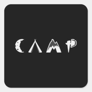 Camping Camper Camp Campfire Funny Gift Idea Square Sticker