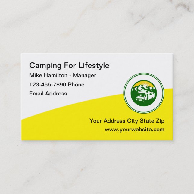 Camping Camper Campgrounds Business Card (Front)