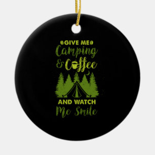 Camping Camper Coffee Gift Ceramic Ornament