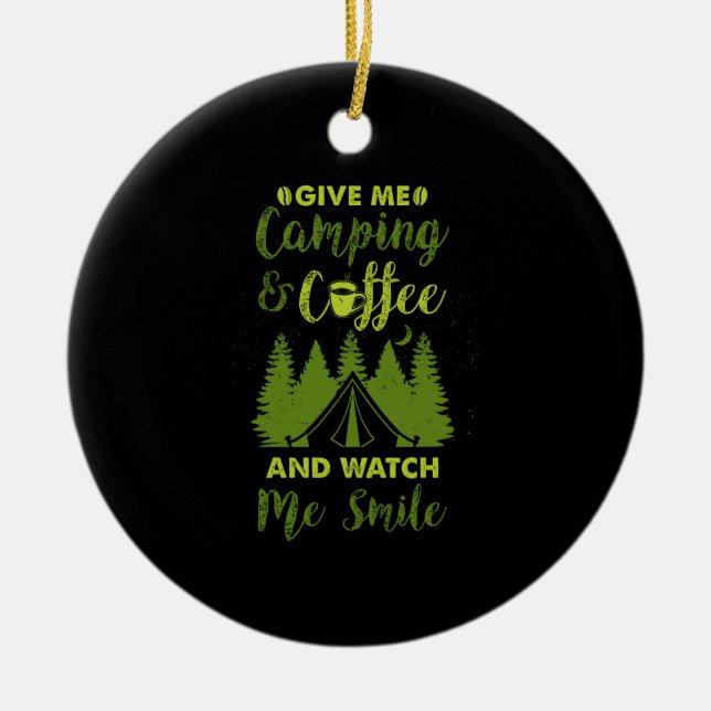 Camping Camper Coffee Gift Ceramic Ornament (Front)