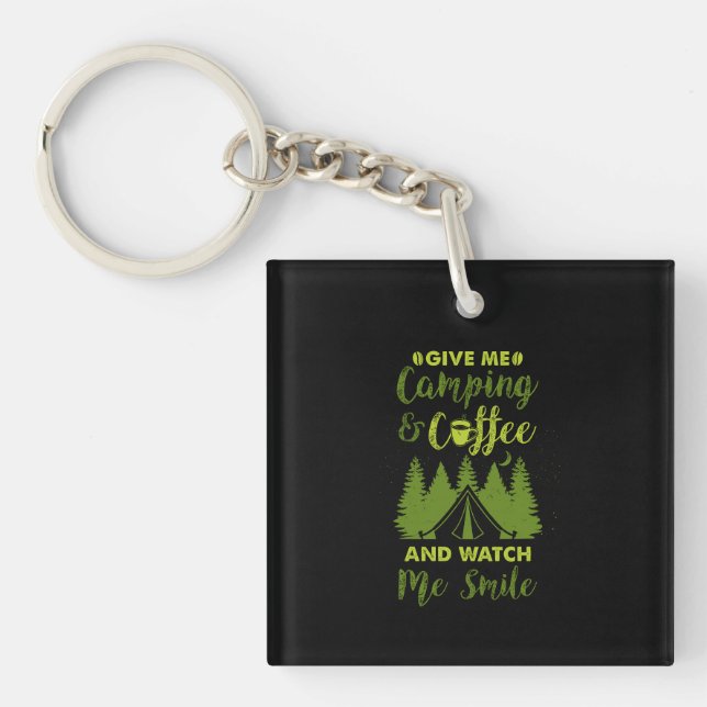 Camping Camper Coffee Gift Key Ring (Front)