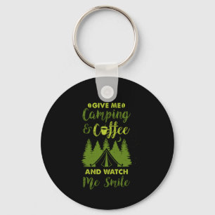Camping Camper Coffee Gift Key Ring