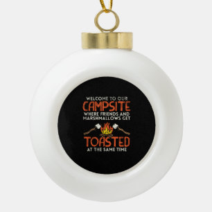 Camping Campfire and Marshmallows Ceramic Ball Christmas Ornament