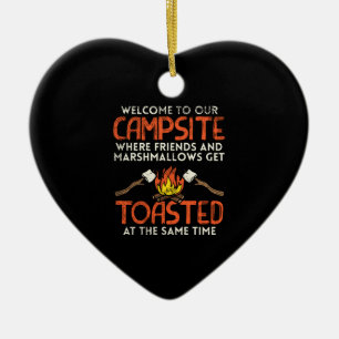 Camping Campfire and Marshmallows Ceramic Ornament