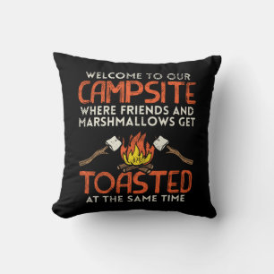 Camping Campfire and Marshmallows Cushion